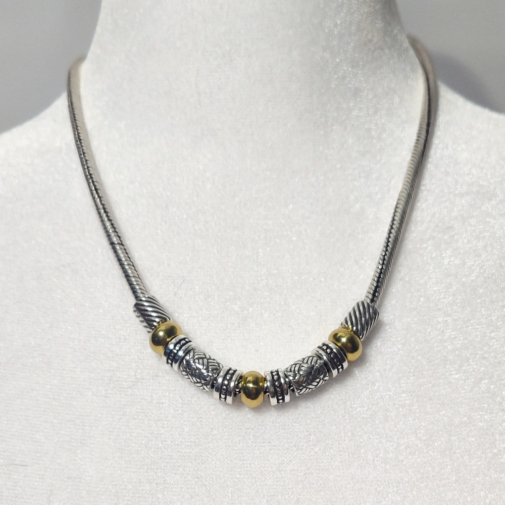 Brighton Travis Two Tone Beaded Necklace Serpentine Chain